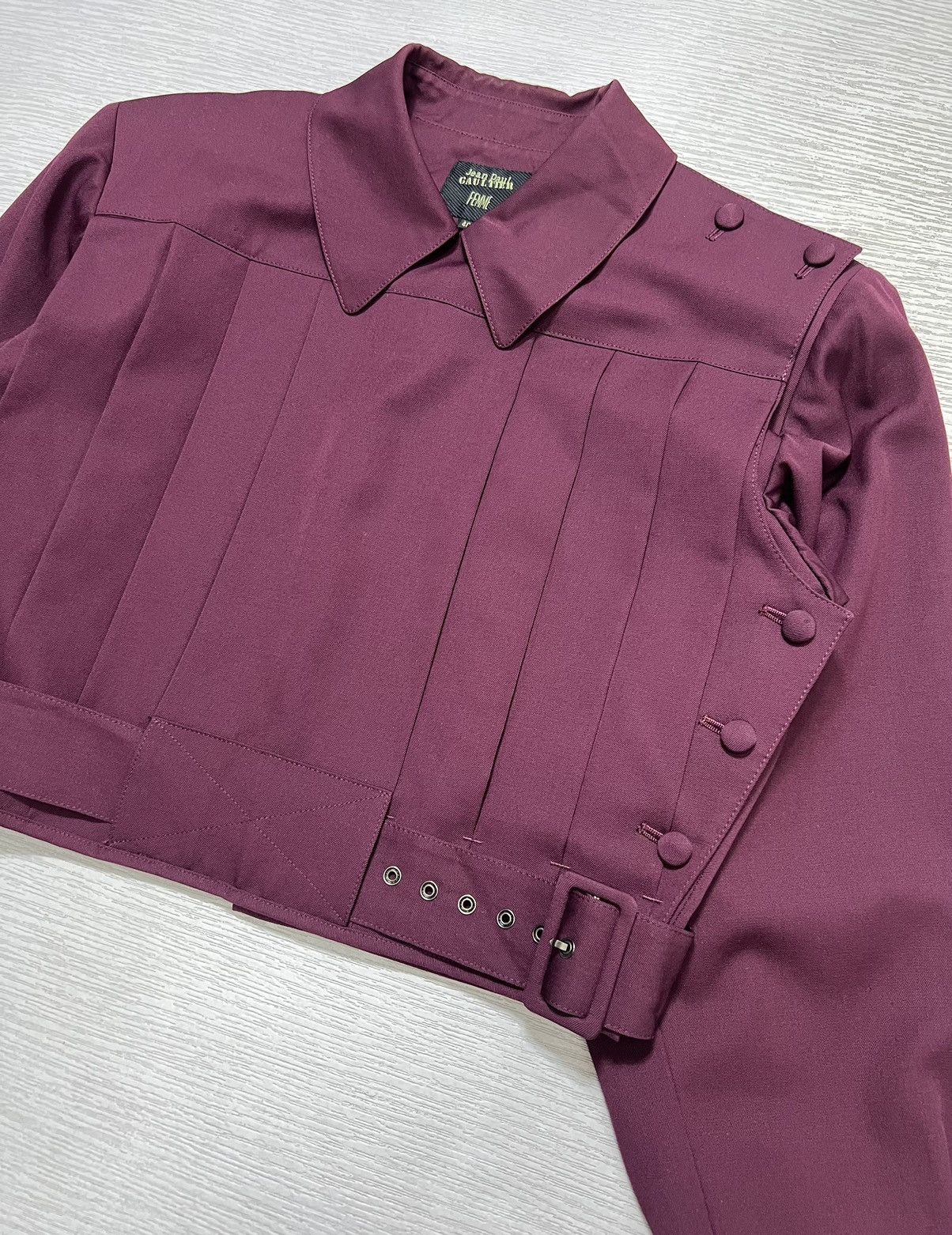 Jean Paul Gaultier 90s Jean Paul Gaultier - Military Belted Cropped Jacket Size S / US 4 / IT 40 - 6 Thumbnail