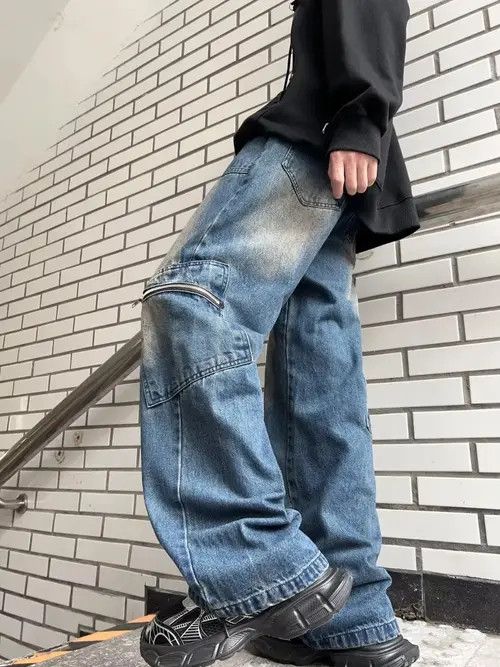 Jean Washed cargo pants jeans y2k Size US 32 / EU 48 - 2 Thumbnail