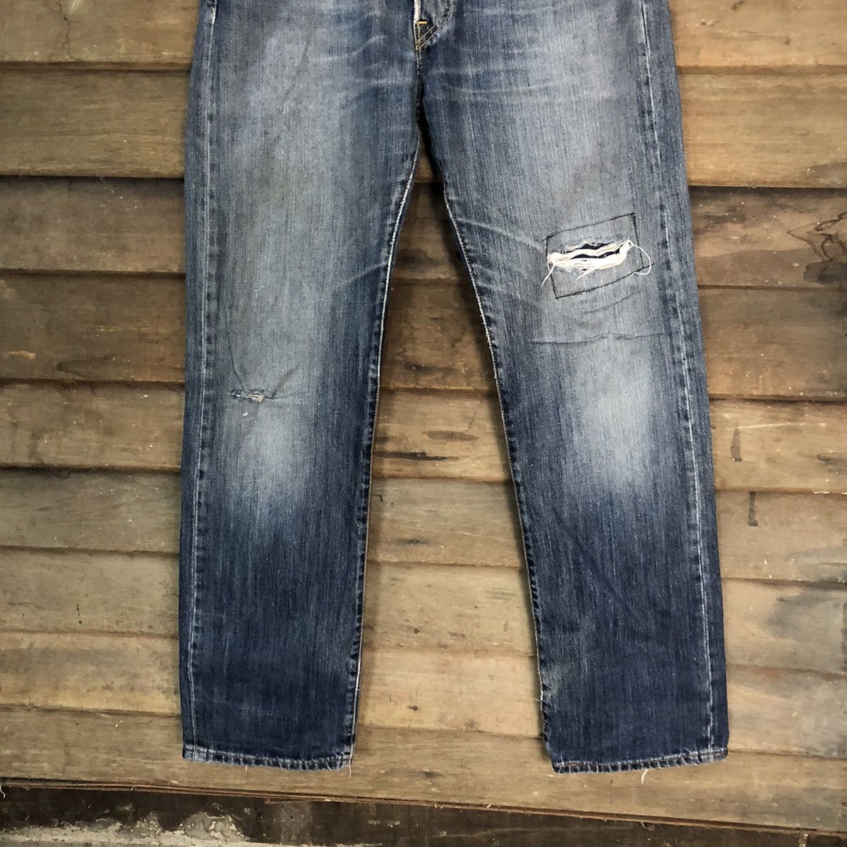 Levi's 501 Levis ripped distressed Blue faded Denim Pants #7309 Size US 31 - 3 Thumbnail