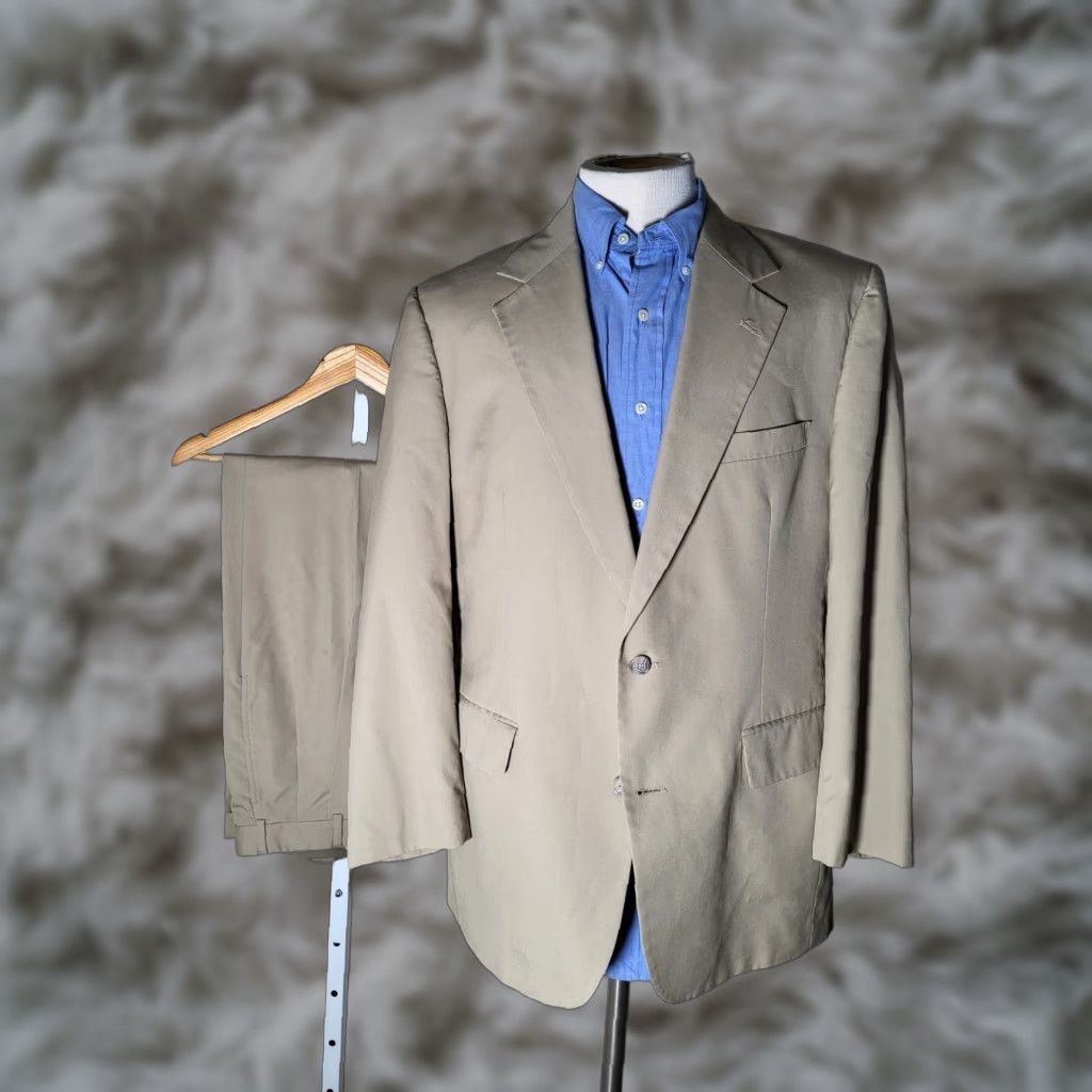 Brooks Brothers VINTAGE Brooks Brothers 2 Piece Suit Jacket Pants Brown Cotton 40R Men Regular Single-Breasted Notch 2-Button 3-Button Sleeve Solid 80s Size 40R - 1 Thumbnail