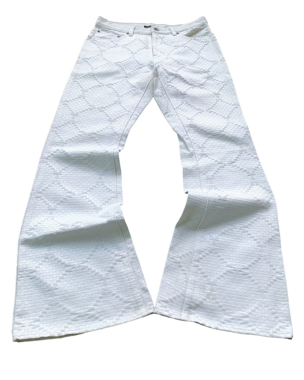 image of If Six Was Nine x Le Grande Bleu L G B 2000S Morgan Homme Textured Snake Skin Flared Pants in White