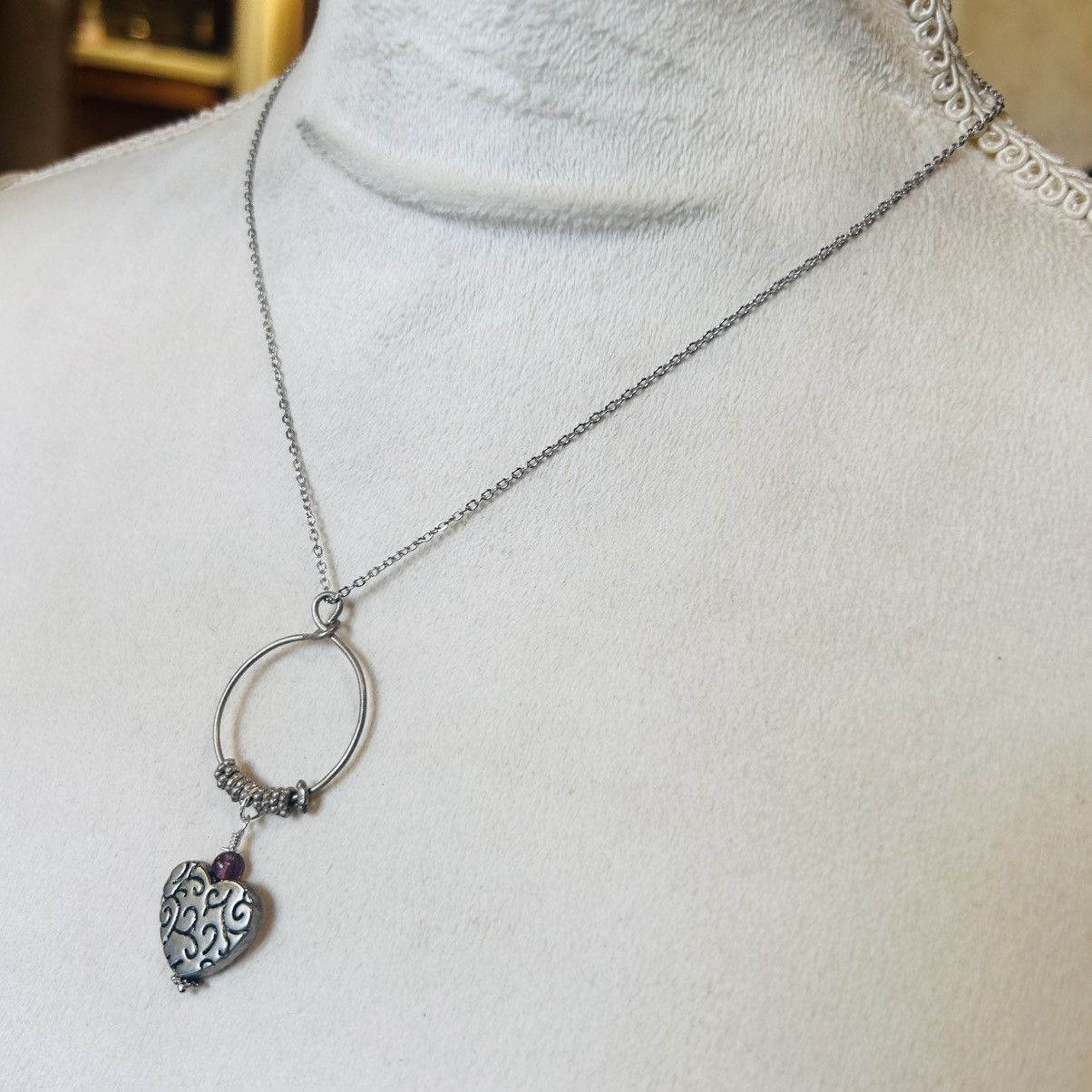 Handmade Handcrafted repurpose vintage heart pendant necklace Size ONE SIZE - 3 Thumbnail