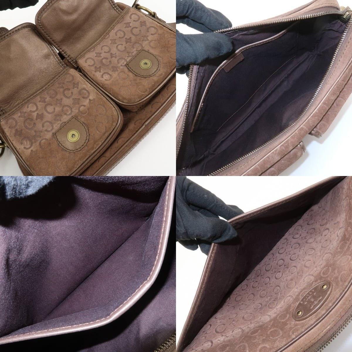 Celine Celine Macadam Suede Leather Crossbody Bag Brown Size ONE SIZE - 7 Thumbnail