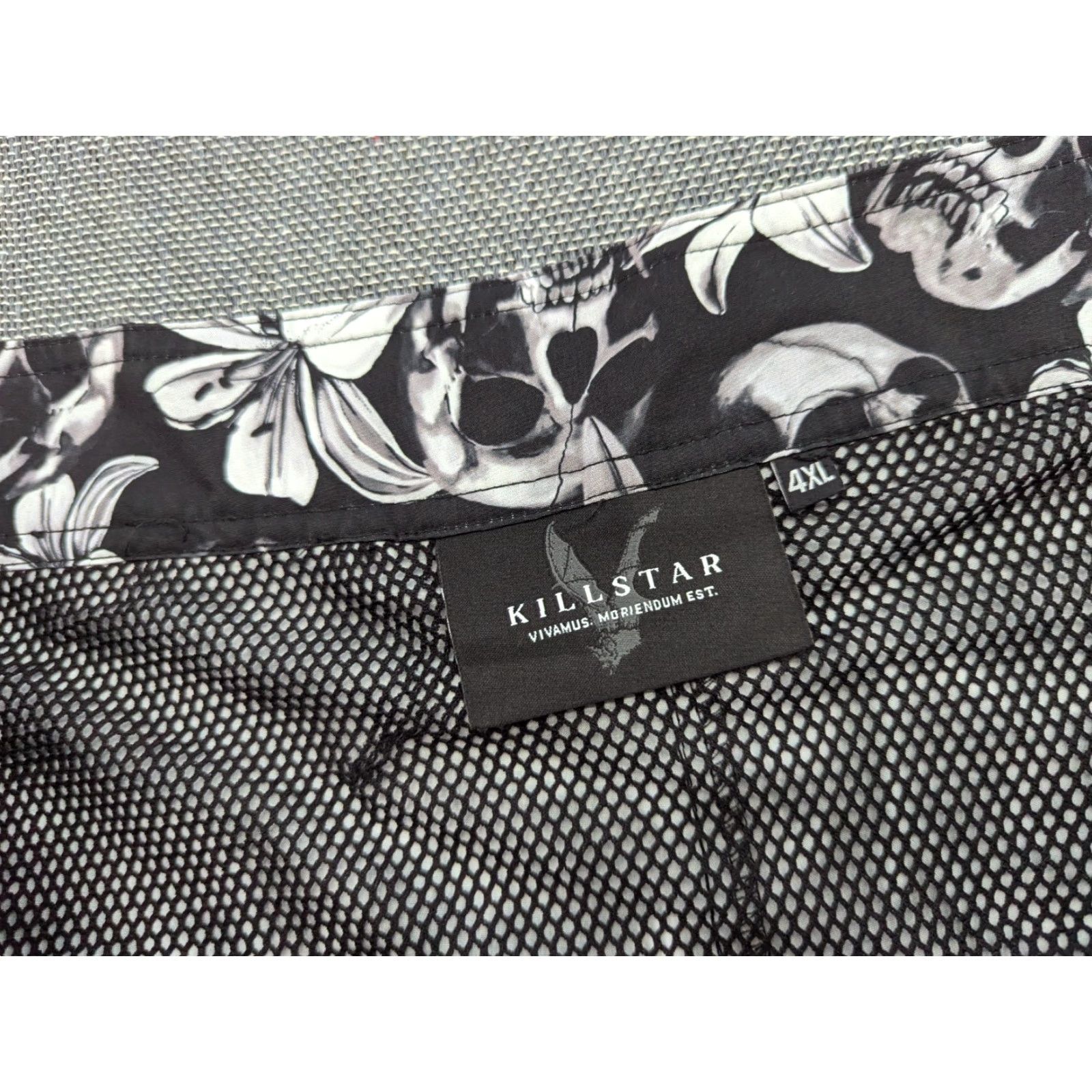 Killstar KILLSTAR Denarian's Coin Mens Trunks 4XL Skull Floral Beach Shorts Multicolor Polyester Athletic Drawstring Waist 46in Size US 39 - 2 Thumbnail
