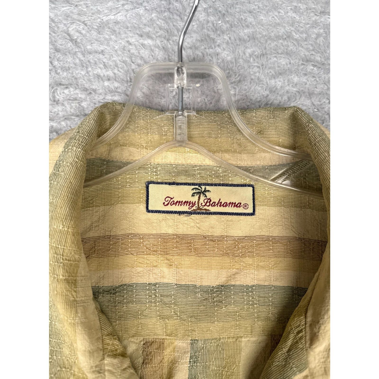 Tommy Bahama Tommy Bahama Shirt Men XL Yellow Stripe 100% Silk Button Up Hawaiian Shirt Mens Regular Slim Beach Holiday 80s 90s Designer Silk Stripe Size US XL / EU 56 / 4 - 7 Thumbnail