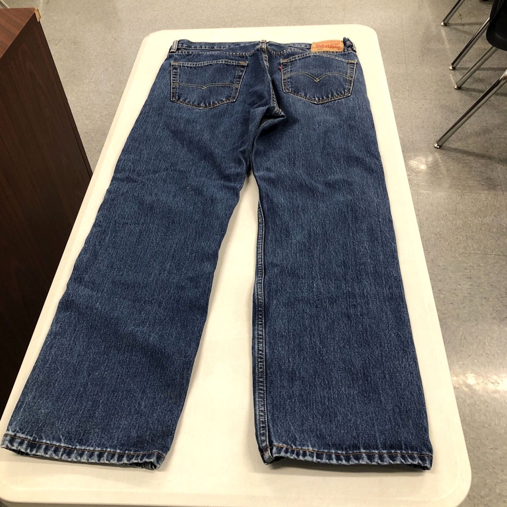 Levi's Levi's 505 Jeans Mens 36x31 Blue Dark Wash Regular Straight Leg Denim Zip 5-Pocket Size US 36 / EU 52 - 4 Thumbnail