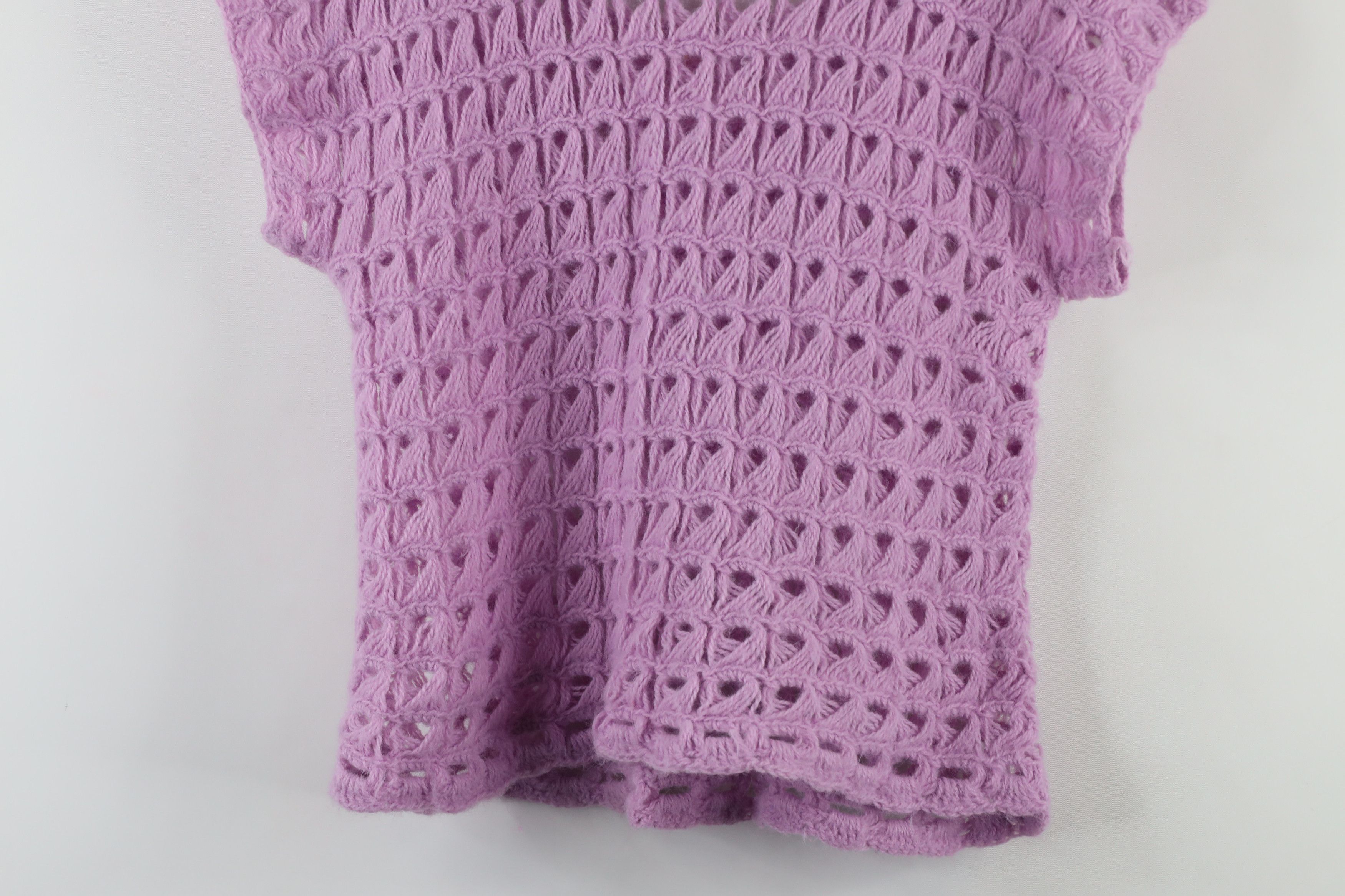 Vintage Vintage 60s 70s Boho Chic Hippie Sweater Blouse Top Purple Size S / US 4 / IT 40 - 8 Thumbnail