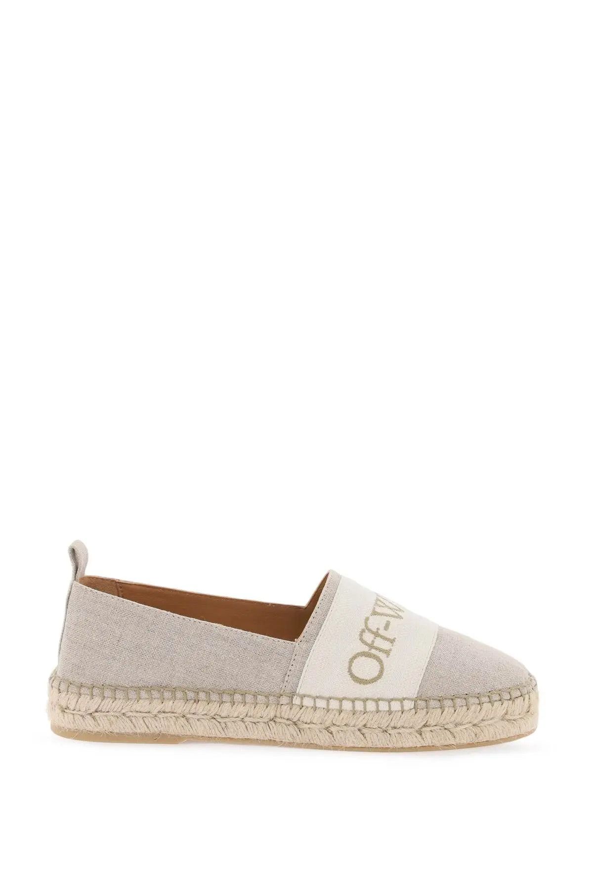 image of Off White O1S22I1N0324 "bookish Logo Linen Espadrilles In Beige Shoes, Men's (Size 7)