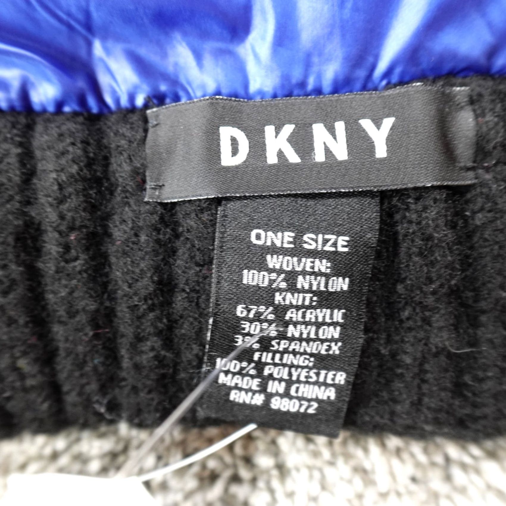 DKNY DKNY Scarf Womens One Size Blue Puffer Quilted Winter Neck Warmer Logo Knit Solid Size ONE SIZE - 2 Thumbnail