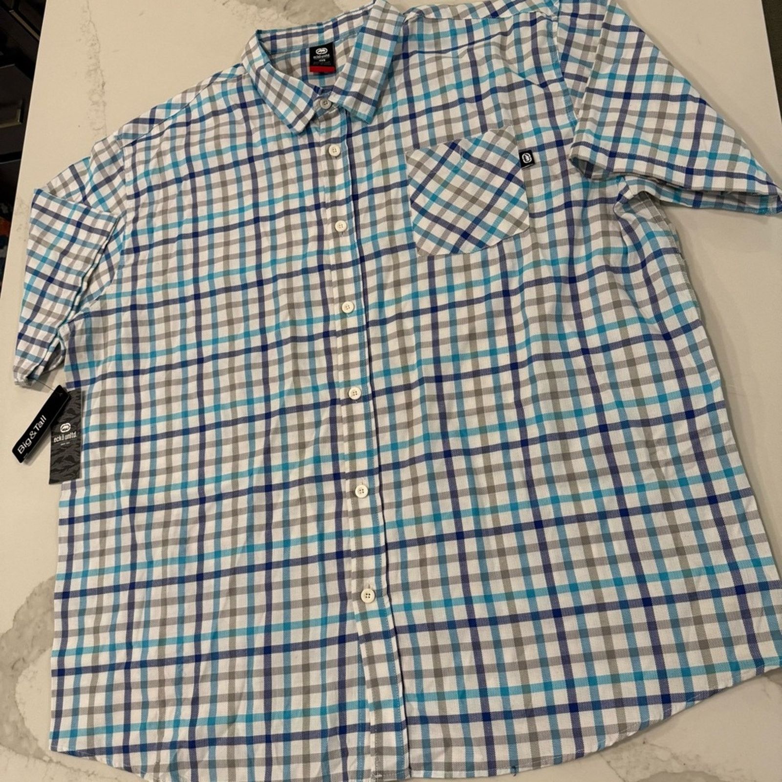 Ecko Unltd. Ecko Unltd. NWT Plaid ShortSleeve ButtonUp Mens Big&Tall 4XB Size US XXL / EU 58 / 5 - 2 Thumbnail