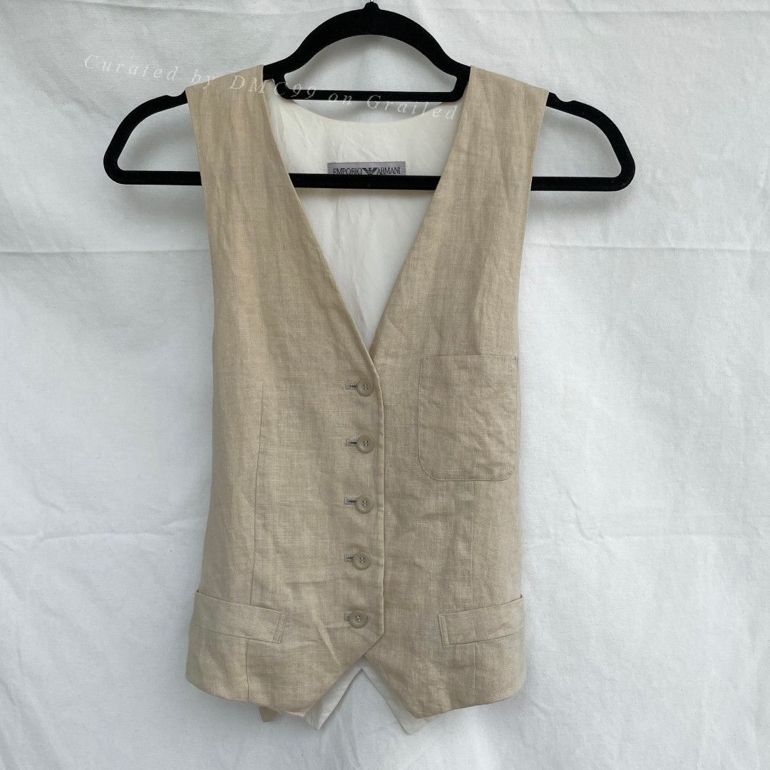 Emporio Armani Emporio Armani 1980s Vintage Linen Vest Size US XS / EU 42 / 0 - 1 Thumbnail