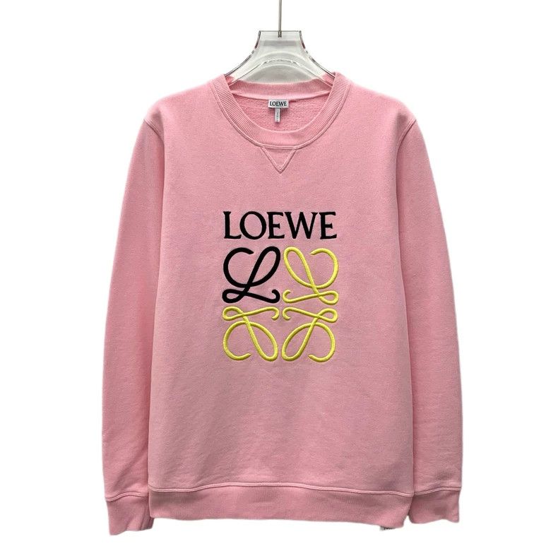 Loewe Pink cotton logo embroidered round neck long sleeve