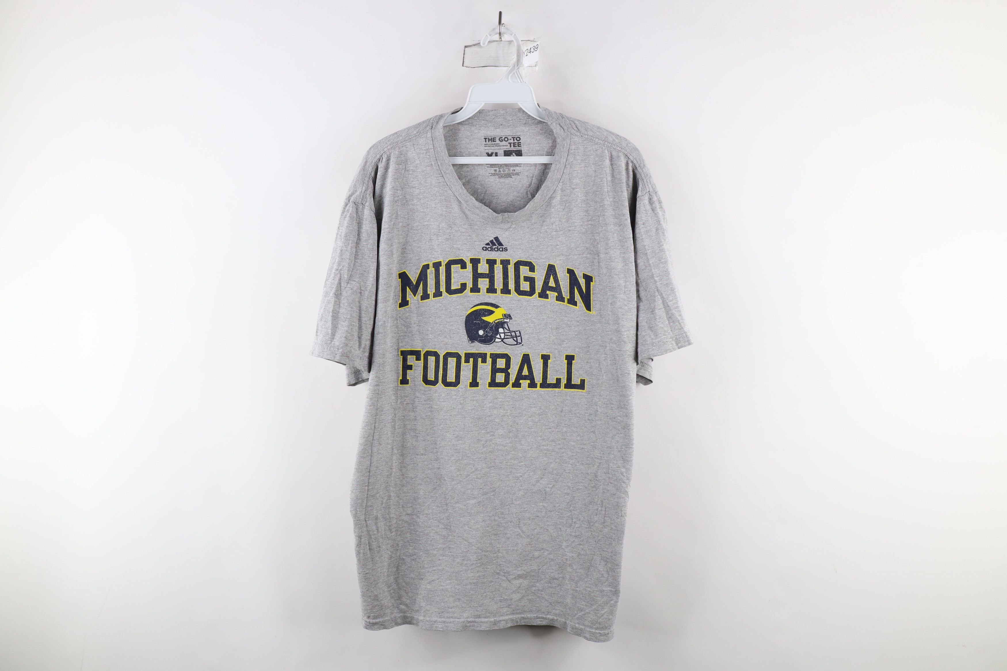 Adidas × Vintage Vintage Adidas University of Michigan Football T-Shirt Gray Size US XL / EU 56 / 4 - 1 Thumbnail