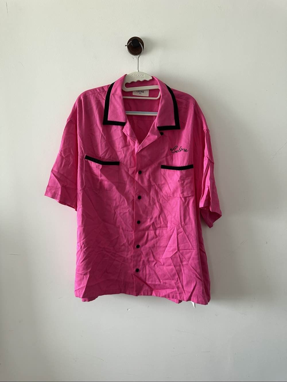 Celine Celine Pink Contrast Trim Shirt Size M Size US M / EU 48-50 / 2 - 1 Thumbnail