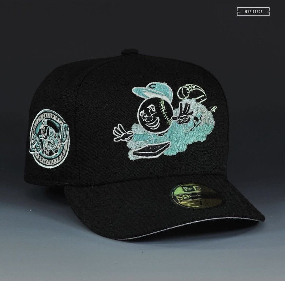 image of Myfitteds Cincinnati Reds Sliding Logo X Ray Pack Size 7 1/8 in Black, Men's