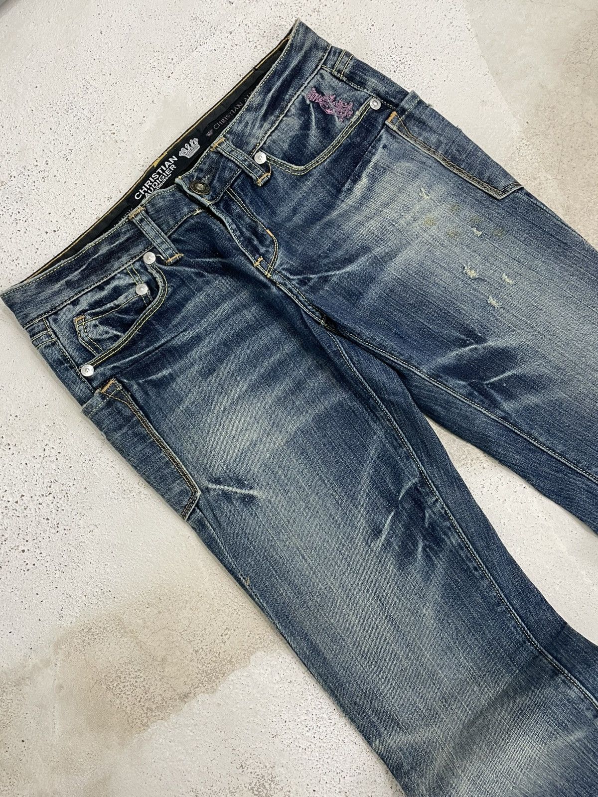 Christian Audigier Vintage Christian Audiger Embroidered Affliction Denim Size US 30 / EU 46 - 10 Thumbnail
