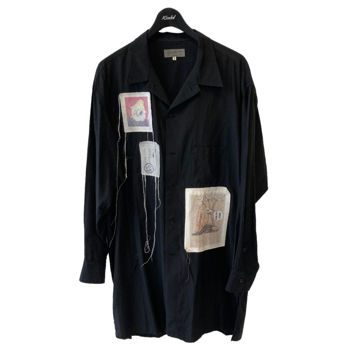 image of Yohji Yamamoto Pour Homme 19Ss Chain Stitch Long Shirt in Black, Men's (Size Medium)