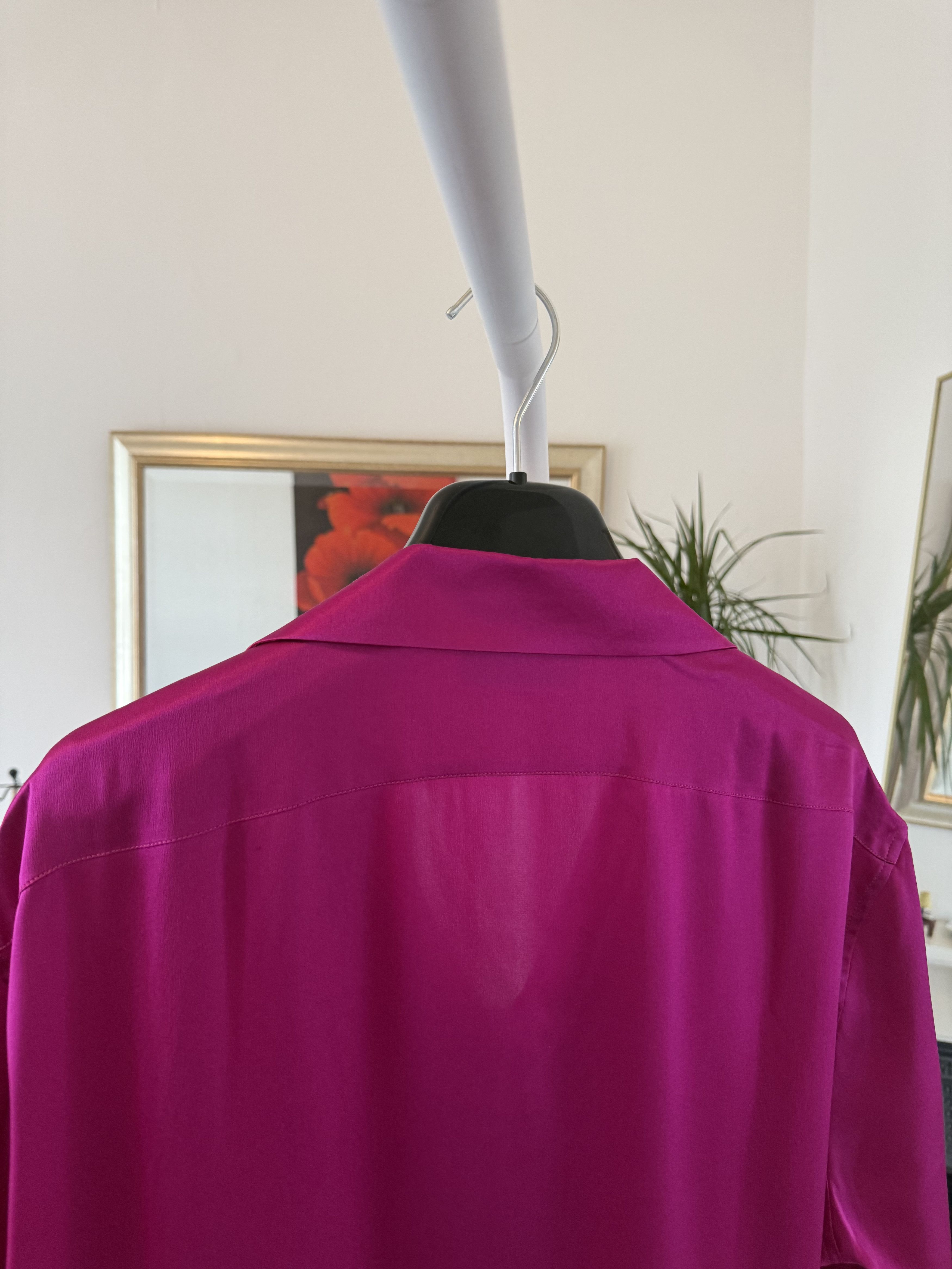 Saint Laurent Paris FW22 Saint Laurent Satin Open Collar Pink Silk Shirt Size US M / EU 48-50 / 2 - 5 Thumbnail