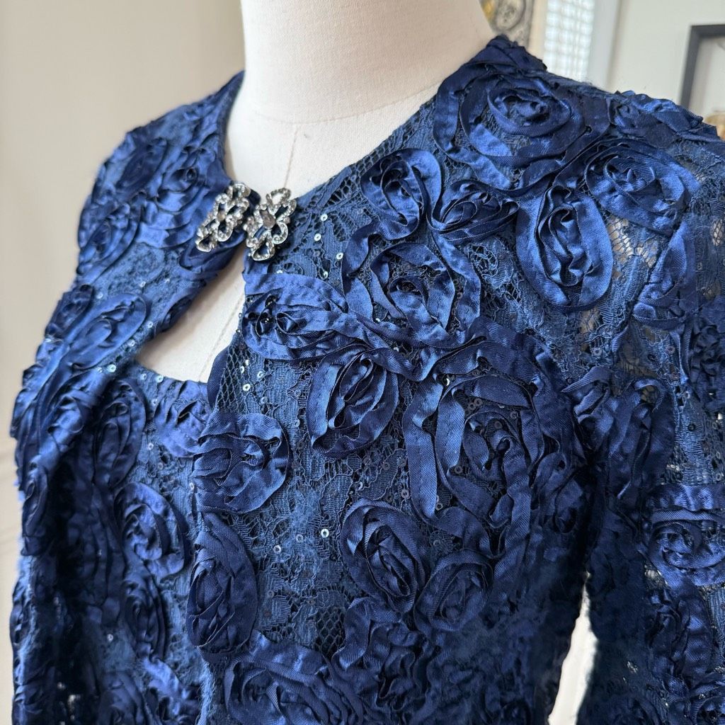 Other Cachet Dark Blue 2pc Formal Jacket Tank Soutache Sequin Rhin Size M / US 6-8 / IT 42-44 - 4 Thumbnail