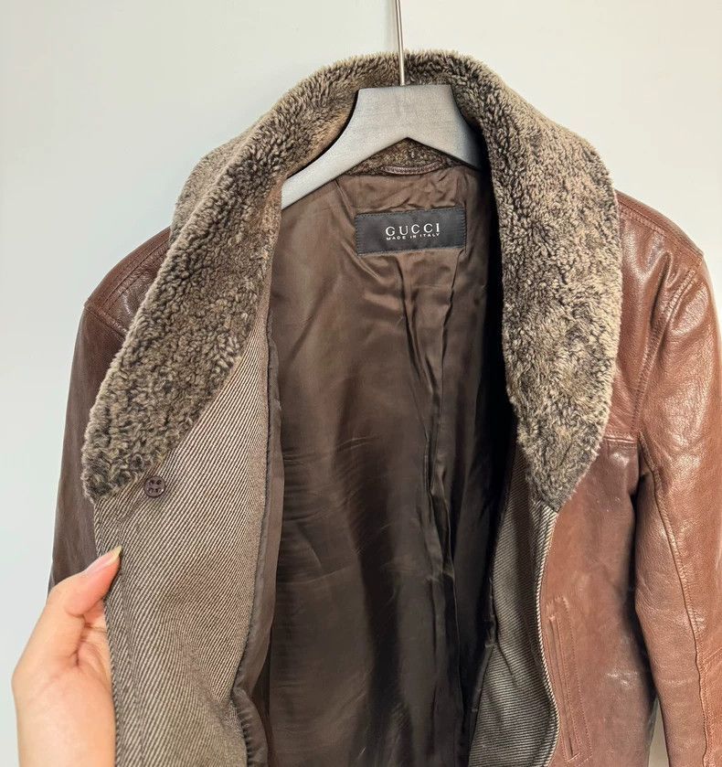Gucci Gucci Brown Leather Jacket with Fur Collar-2506 Size US L / EU 52-54 / 3 - 3 Thumbnail