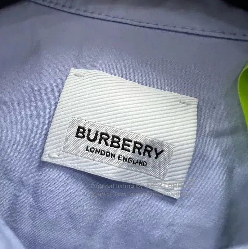 Burberry Burberry Blue Cotton Logo Long Sleeve Shirt. Size M / US 6-8 / IT 42-44 - 2 Thumbnail