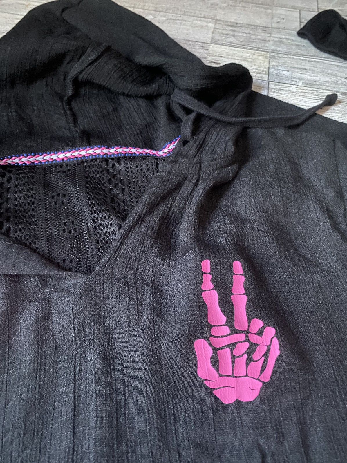Vintage Retro, Peace Sign Skeleton, Upcycled, Hooded, Cover-Up Tunic Size S / US 4 / IT 40 - 9 Thumbnail