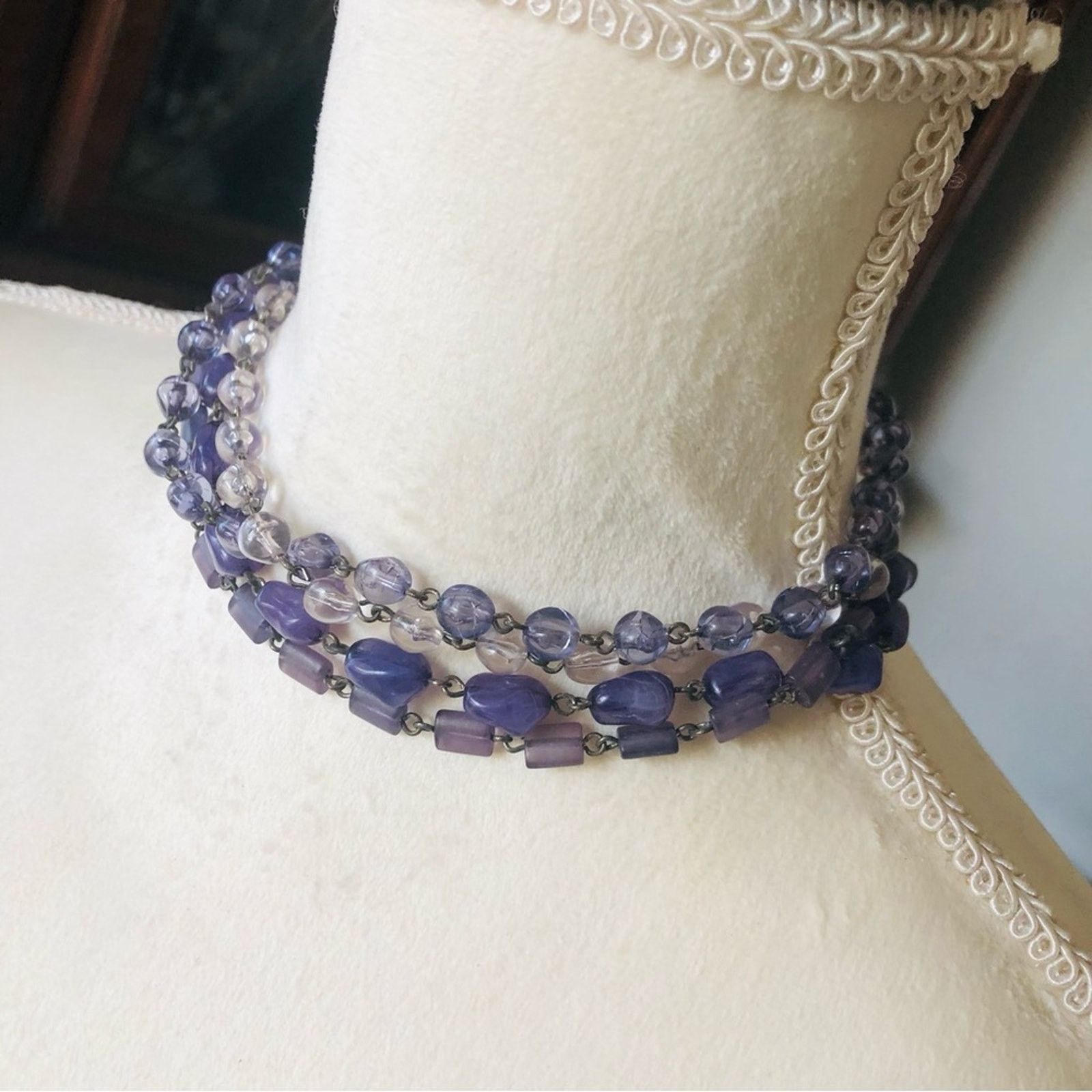 Jewelry Triple strand beaded chain choker necklace Size ONE SIZE - 4 Thumbnail