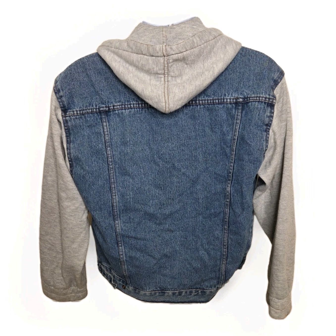 Denime VINTAGE Denim Jacket Hoodie Trucker Sweatshirt Jacket Men XL Blue 90s Western USA Logo Embroidered Pockets Hooded Lined Button-Down Casual Workwear Size US XL / EU 56 / 4 - 2 Thumbnail