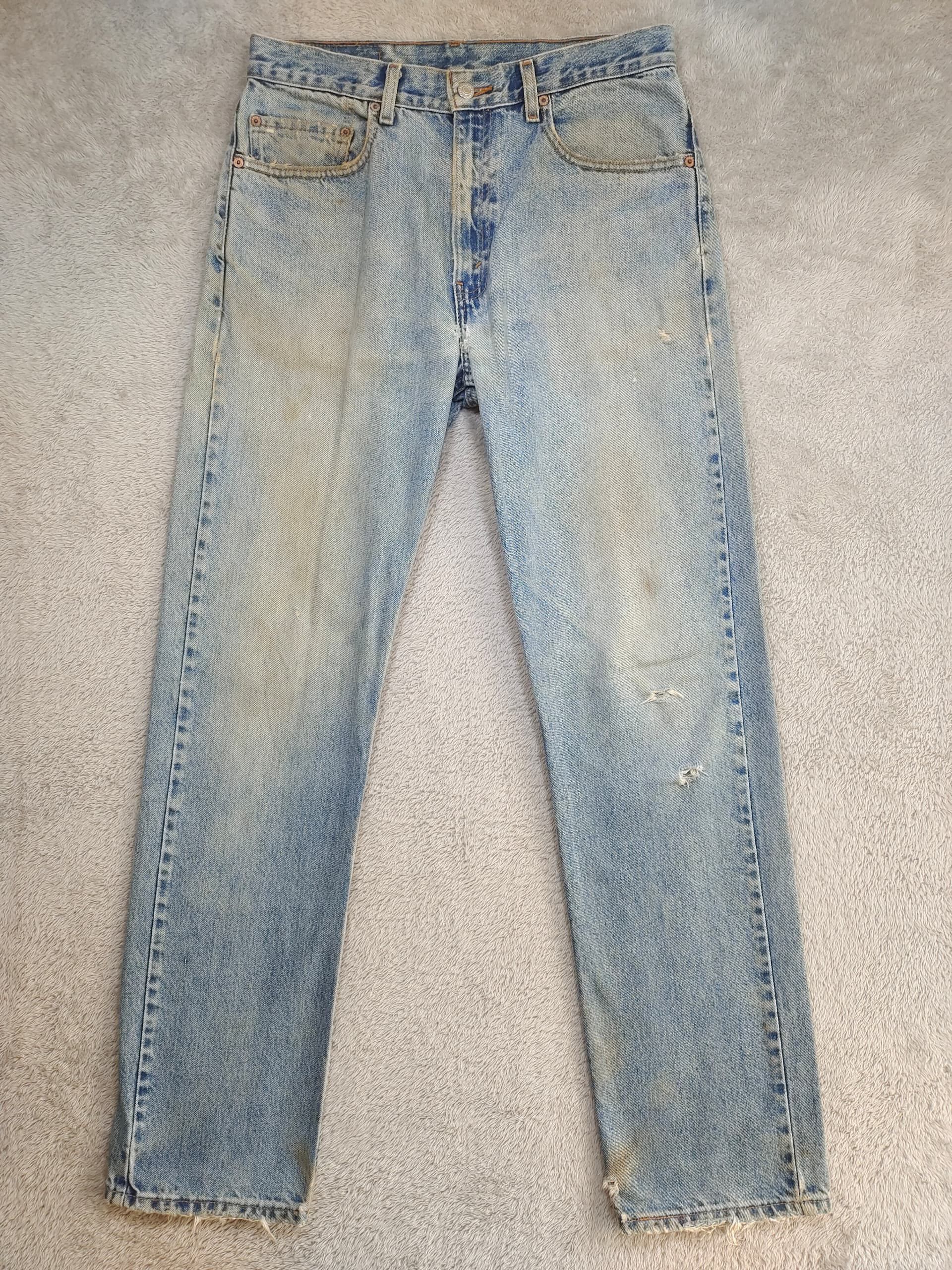 Levi's Levi’s 505 Light Wash Distressed Jeans Red Tab Straight Leg Size US 33 - 1 Thumbnail