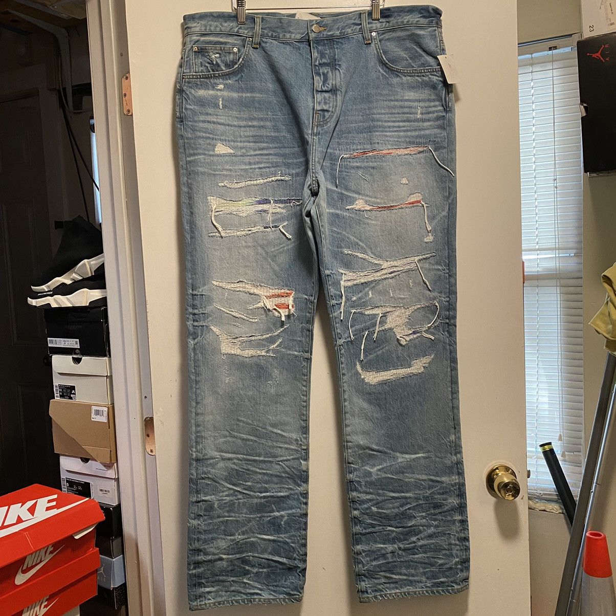 Amiri Amiri Straight Leg Aloha Patch Jeans Blue Size US 38 / EU 54 - 1 Thumbnail
