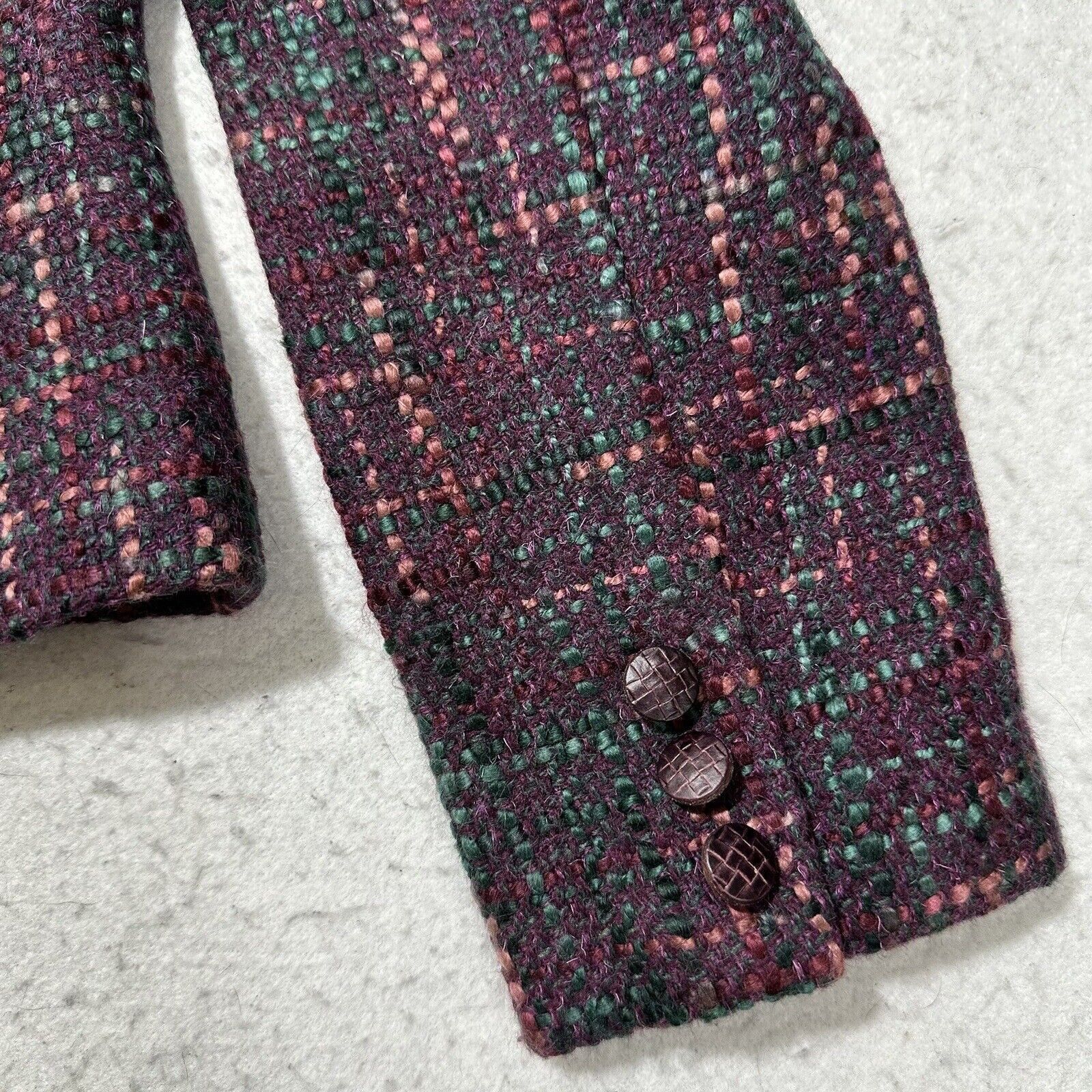 Other Kate Hill 6 Wool Blazer Purple Wooden Button Front Flower Size M / US 6-8 / IT 42-44 - 7 Thumbnail
