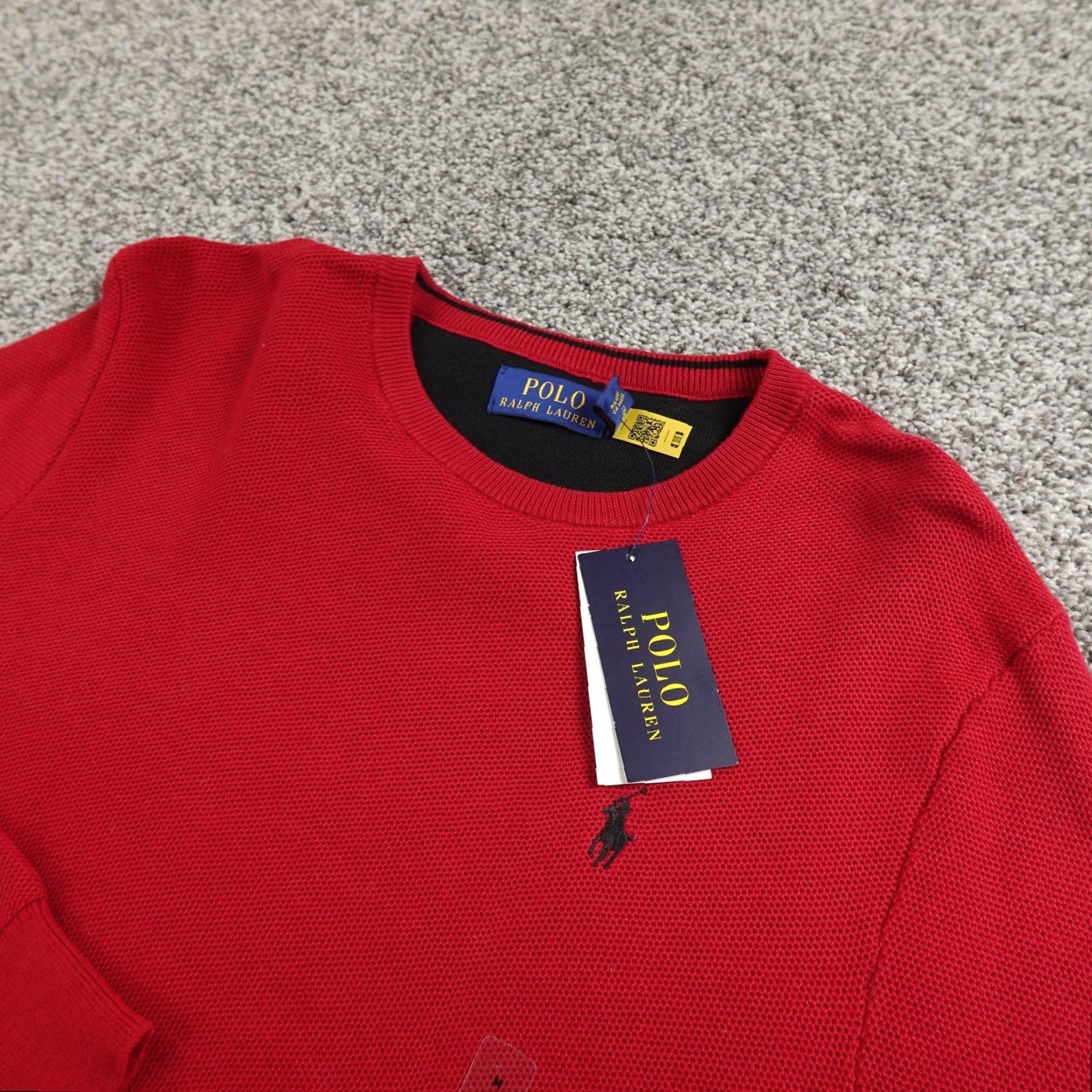 Polo Ralph Lauren Polo Ralph Lauren Sweater Mens M Red Waffle-Knit Knit Crewneck Logo Embroidered Pony Size US M / EU 48-50 / 2 - 2 Thumbnail