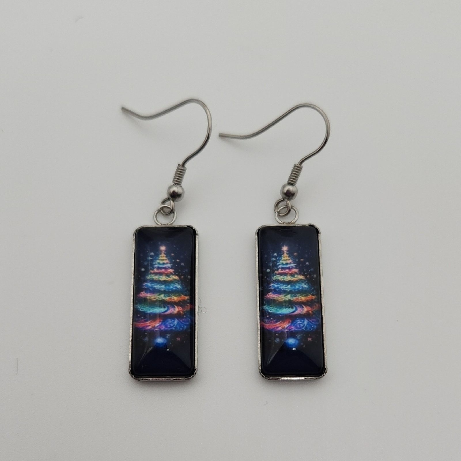 Other Christmas Tree Glass Earrings Holiday Rectangular Dangle New Size ONE SIZE - 2 Thumbnail