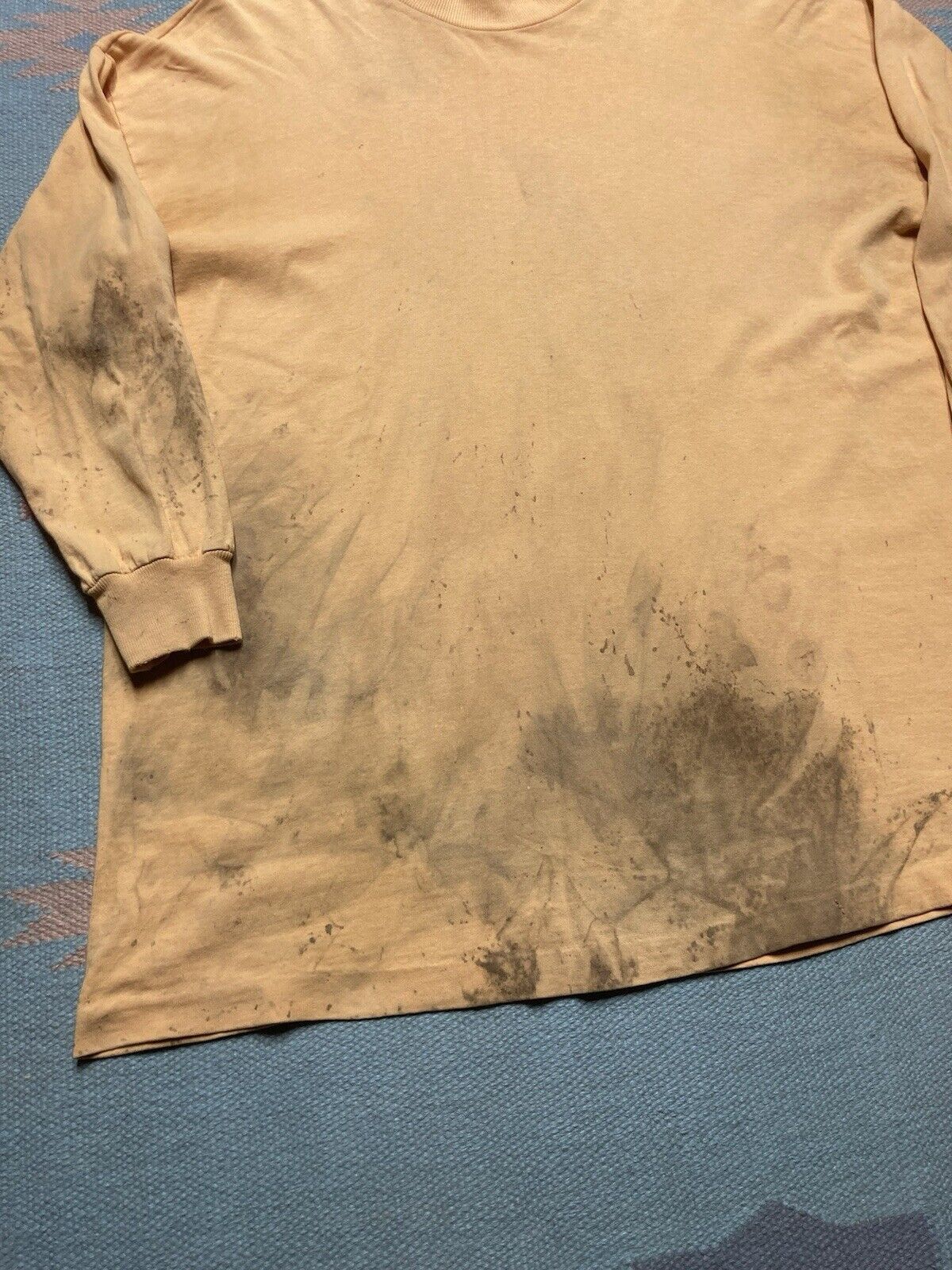 Vintage VTG 60s t shirt mock neck cotton soft distressed stained XL Size US XL / EU 56 / 4 - 4 Thumbnail