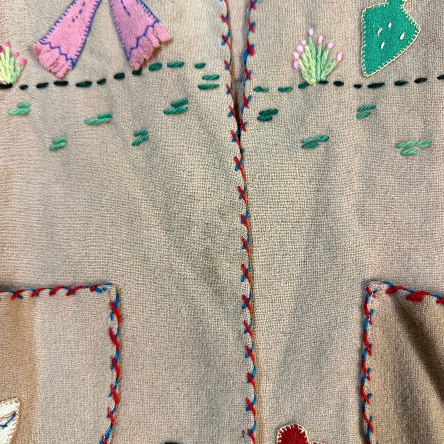 Vintage VINTAGE Guillermo Guevara Wool Embroidered Jacket Mexican Tourist Beige S Size S / US 4 / IT 40 - 4 Thumbnail