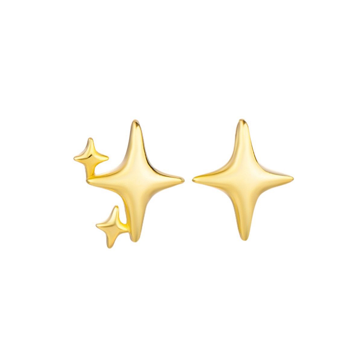 Other Asymmetry Tiny Four-Pointed Star Stud Earrings for Women Men Size ONE SIZE - 1 Thumbnail