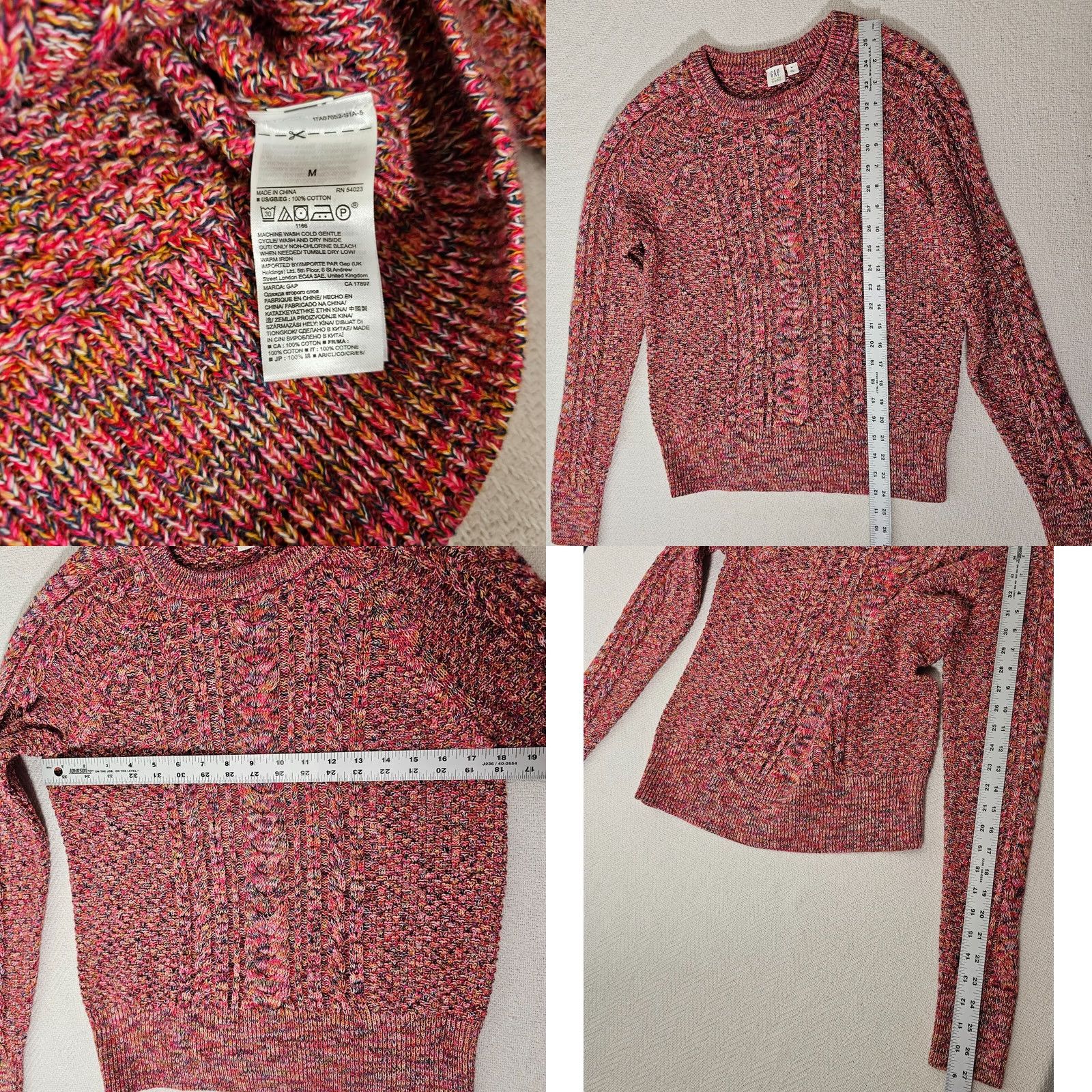 Gap Gap Pink Multicolor Cable Knit Cozy Long Sleeve Pullover Crew Neck Sweater M Womens Shirt Size M / US 6-8 / IT 42-44 - 8 Thumbnail