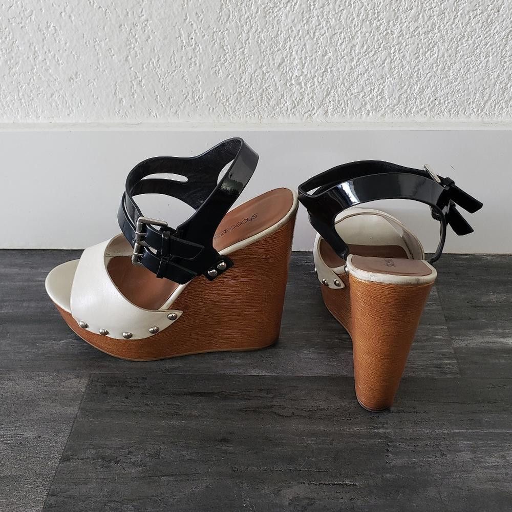 Designer Black Bethy SD Strapped Wedge Bootie Size US 8 / IT 38 - 3 Thumbnail