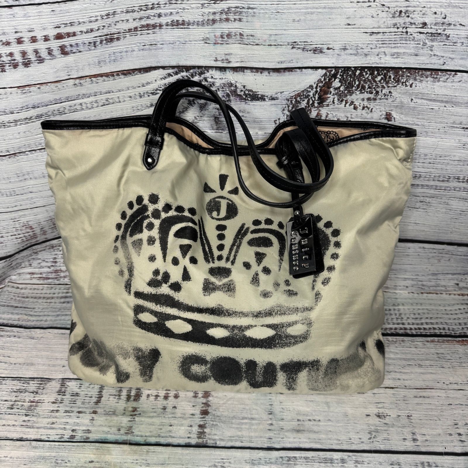 Juicy Couture Vintage Juicy Couture Crown Tote Bag Logo Black Handles Size ONE SIZE - 1 Thumbnail