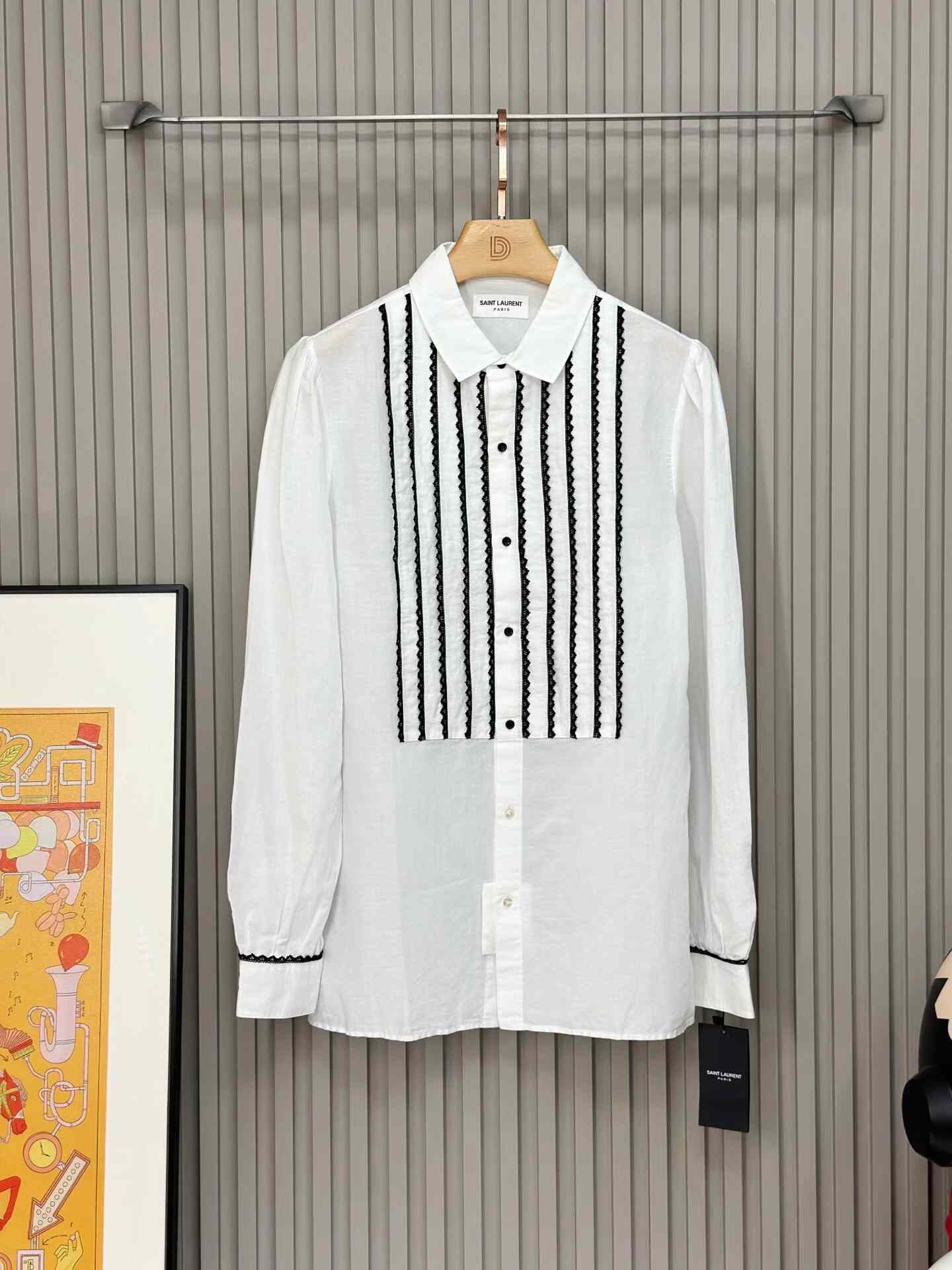 Saint Laurent Paris SAINT LAURENT White Shirt Size S / US 4 / IT 40 - 1 Thumbnail