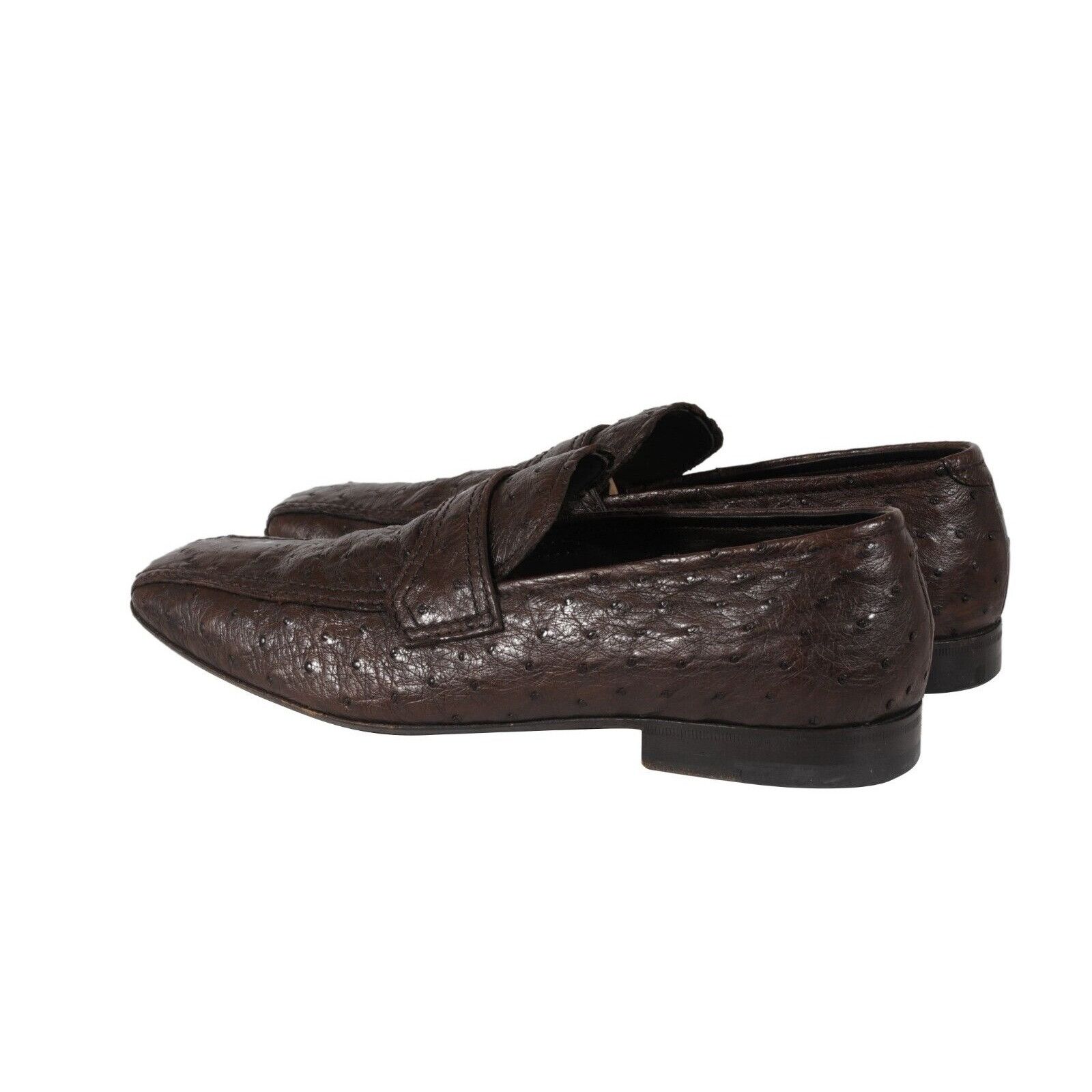 Prada Penny Loafers Brown Ostrich Leather Slip On - 02476 Size US 8 / EU 41 - 5 Thumbnail