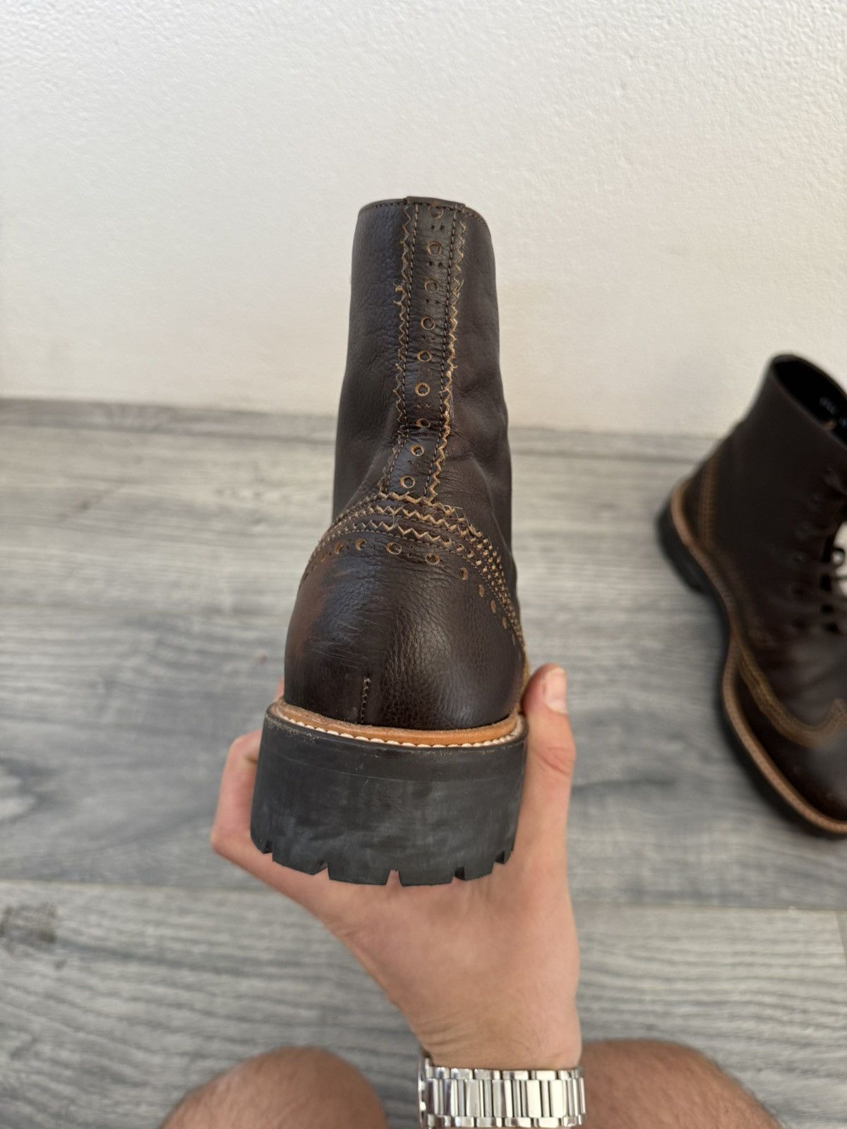 Givenchy Brown Brogue Combat Boots with Lug Sole Size US 7 / EU 40 - 11 Thumbnail