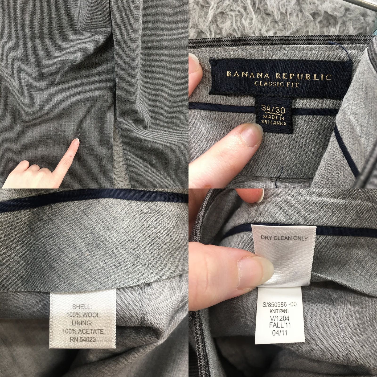 Banana Republic Banana Republic Dress Pants Mens 34/30 Gray Classic Fit Dress Pants Size US 34 / EU 50 - 10 Thumbnail