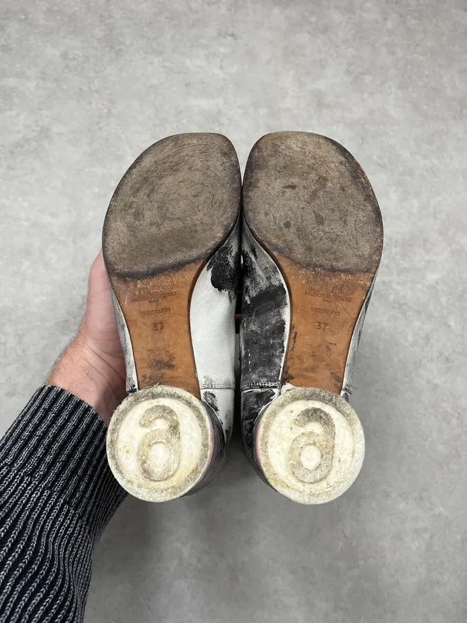 Maison Margiela Maison Margiela White Painted Abstract Heels Boots Size US 6 / IT 36 - 7 Thumbnail