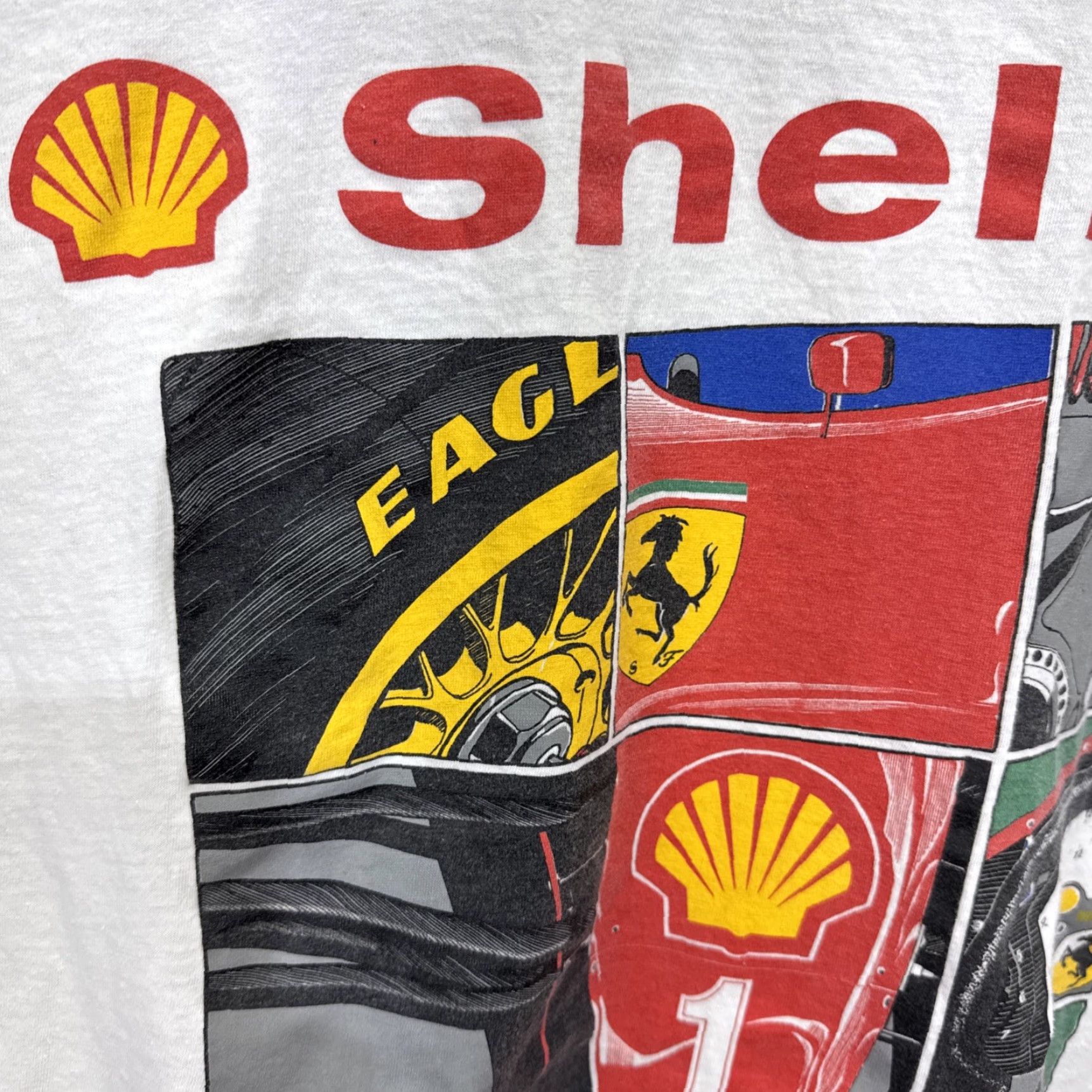 Ferrari VINTAGE FERRARI FORMULA 1 Shell T-Shirt Mens Large White 90s Racing Sports Size US L / EU 52-54 / 3 - 7 Thumbnail