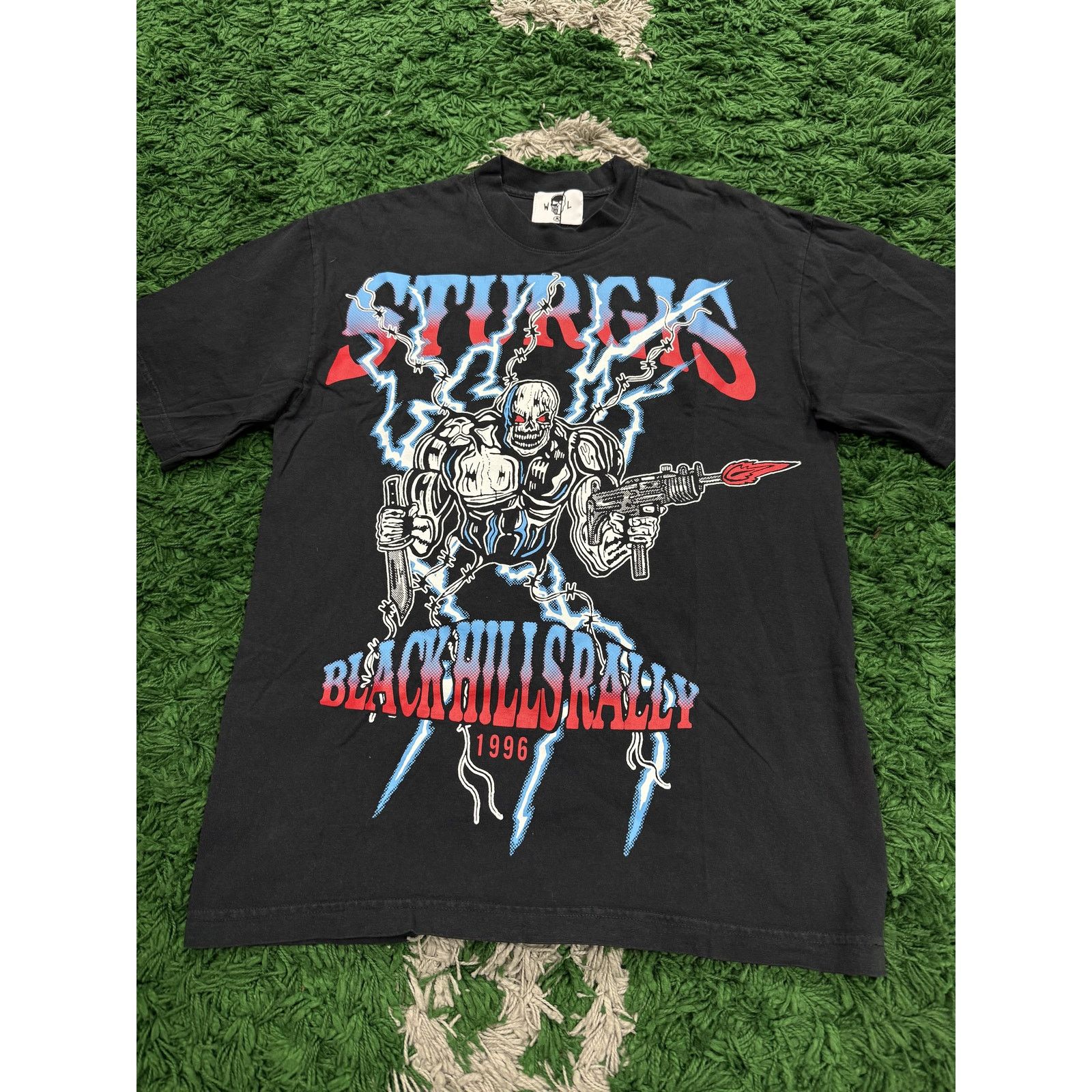 Warren Lotas Tee Blue Black Red Sturgis Used Medium