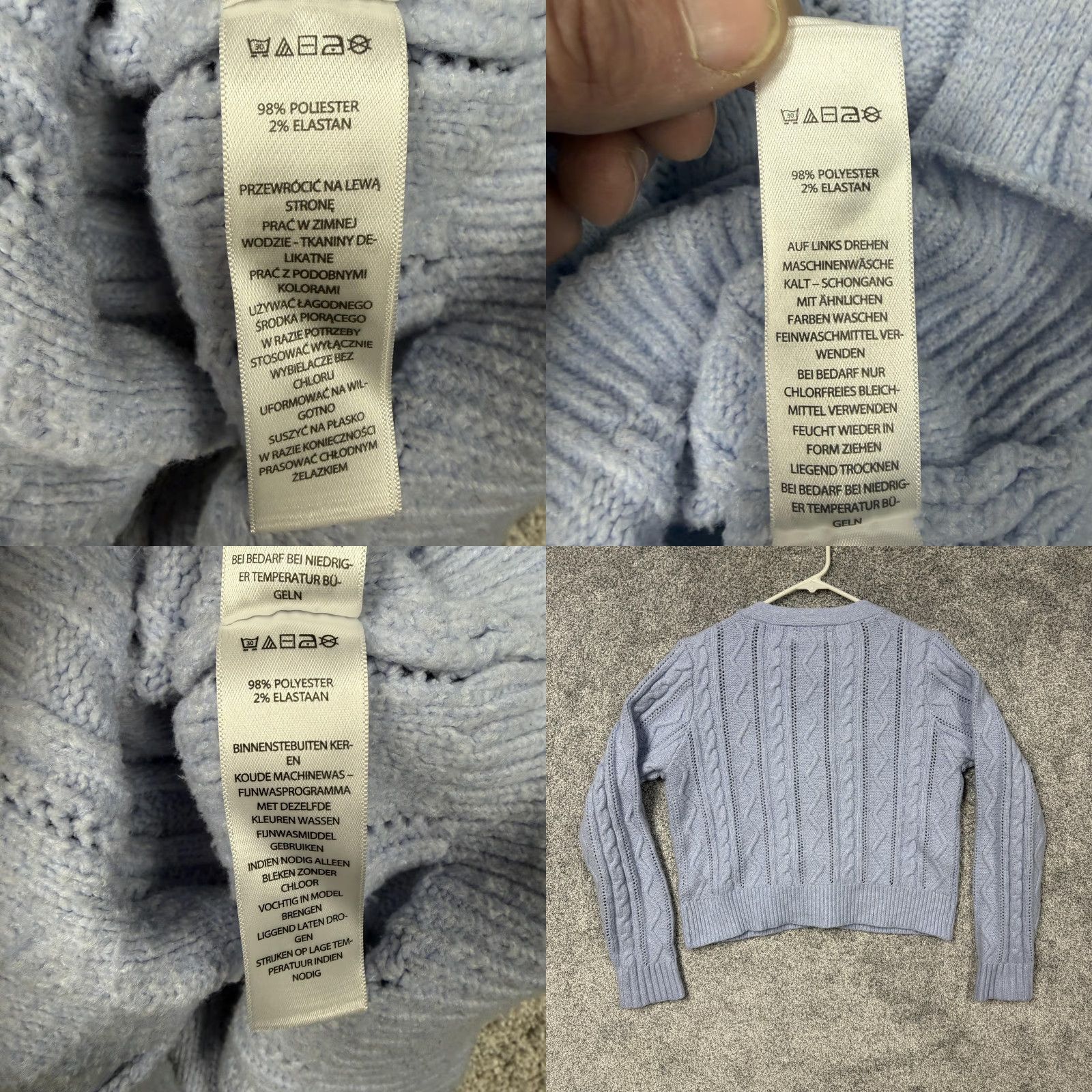 Vintage London Kaye Cardigan Sweater Womens L Blue Cable Knit Button Classic Cozy Preppy Size L / US 10 / IT 46 - 8 Thumbnail