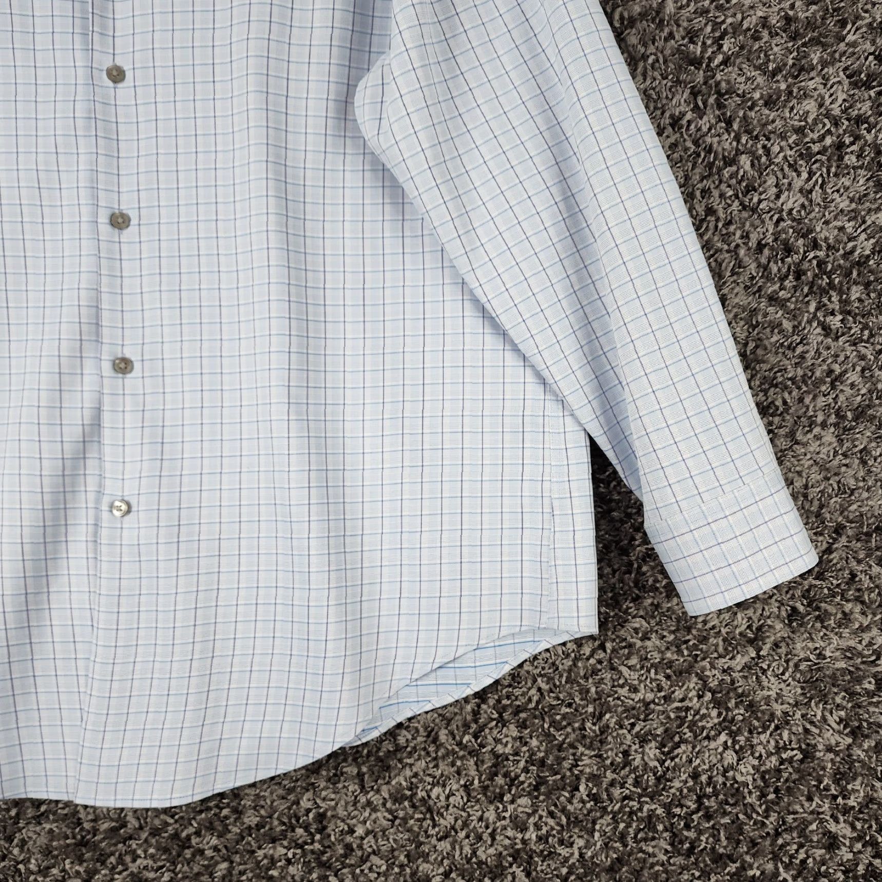 Calvin Klein Calvin Klein Mens Blue Plaid Lightweight Long Sleeve Slim Button-Up Sz XL Shirt Size US XL / EU 56 / 4 - 2 Thumbnail