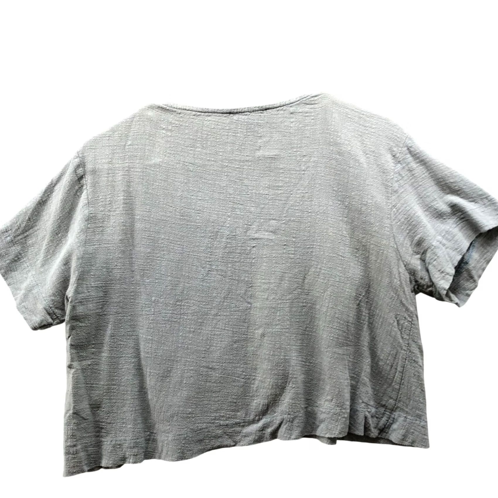 Lulus Lulus T-Shirt Womens M V-Neck Short Sleeve Cropped Boxy Gray Gauzy Cotton Shirt Ladies M Size M / US 6-8 / IT 42-44 - 2 Thumbnail