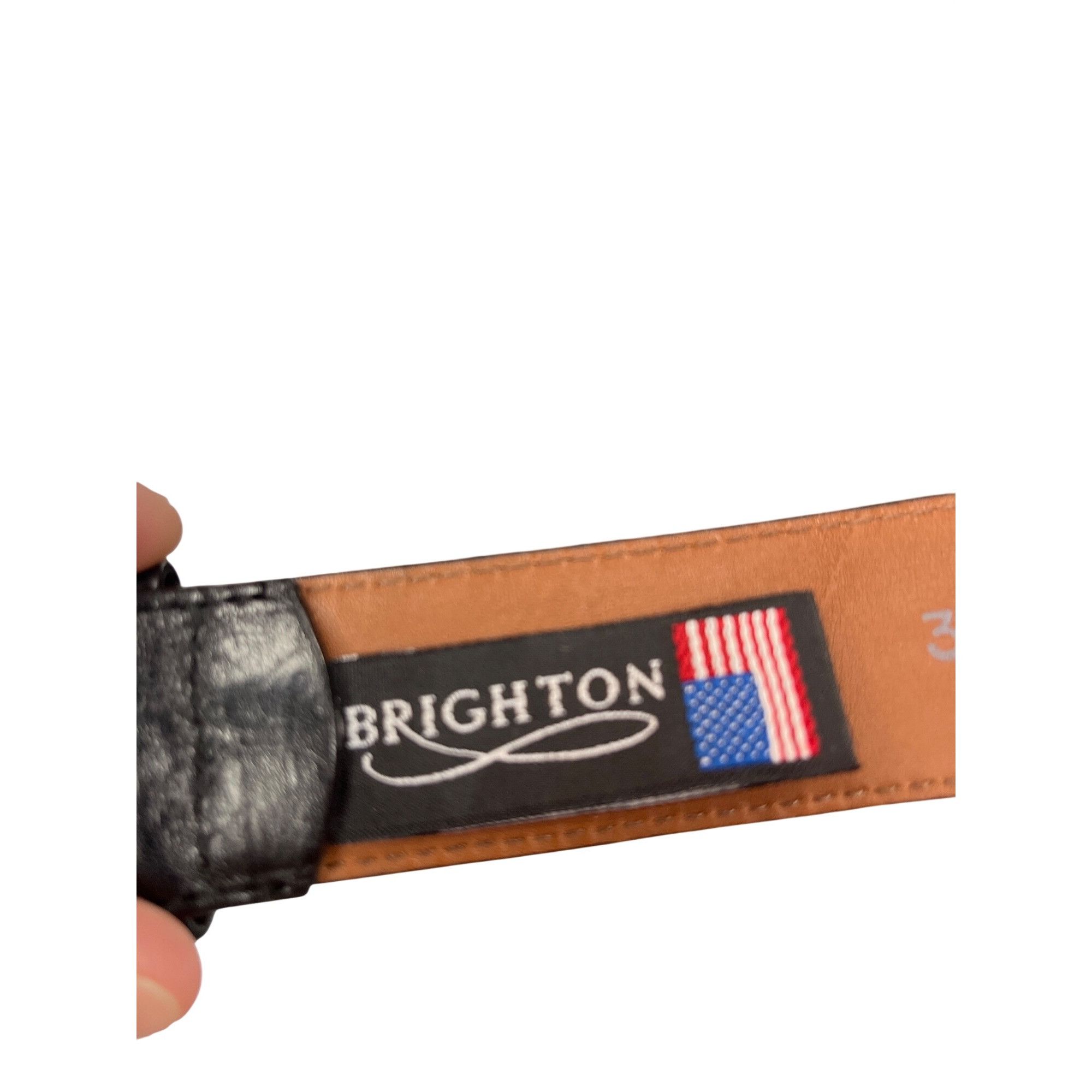 Brighton Brighton VTG mens black leather silver buckle belt sz 34, 41 Size 34 - 9 Thumbnail